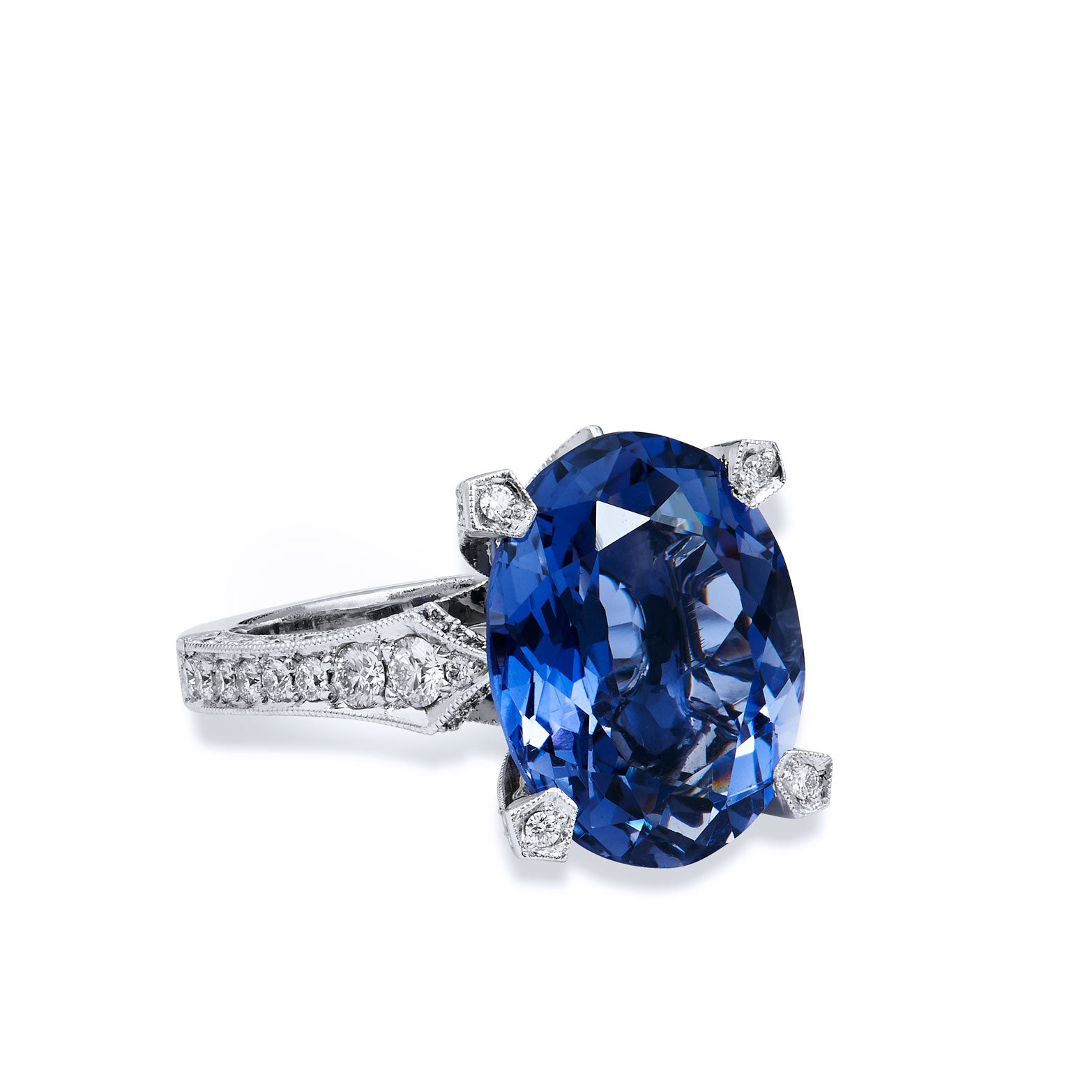 7.89 Carat Iolite and Diamond Ring Rings H&H Jewels