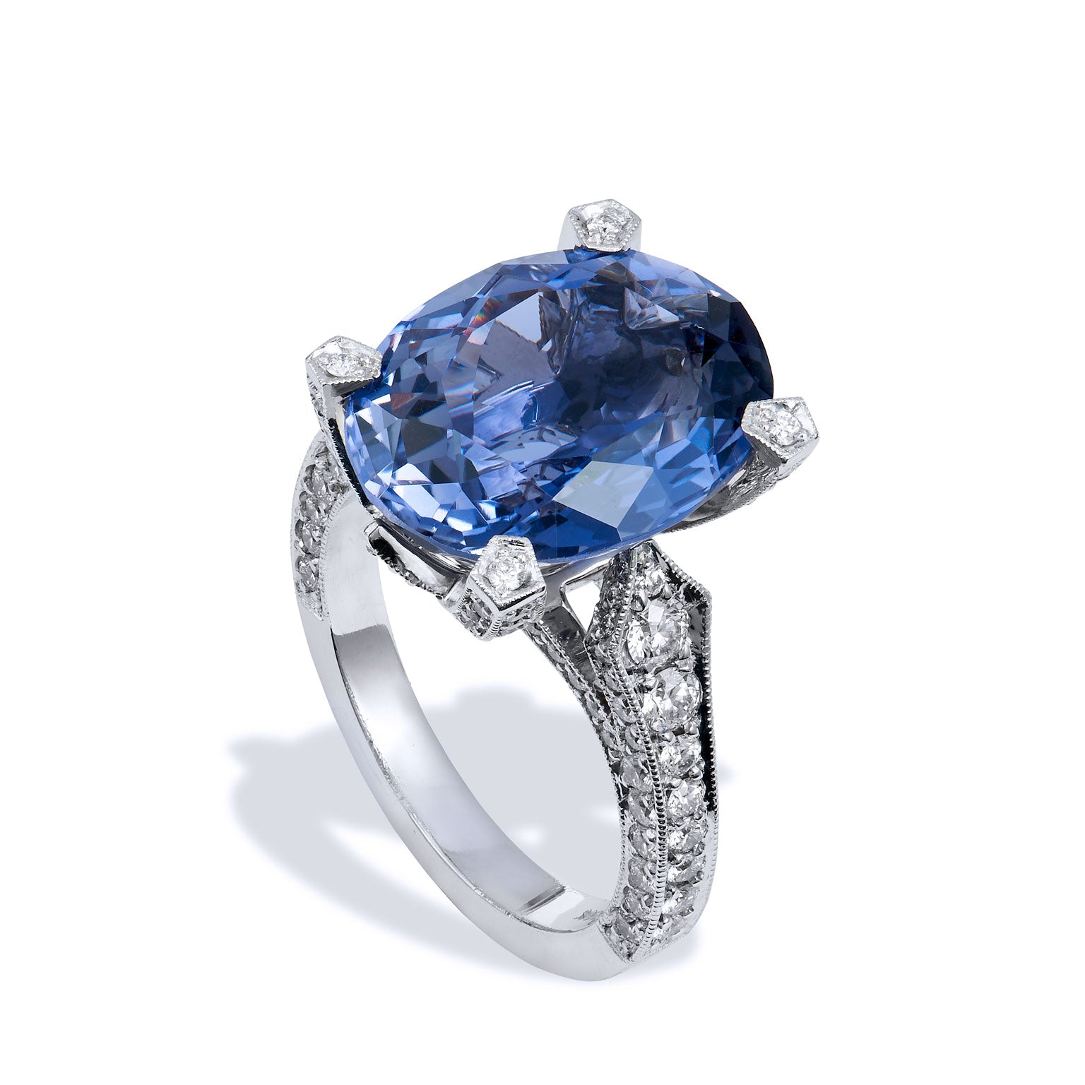 7.89 Carat Iolite and Diamond Ring Rings H&H Jewels
