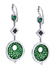 Jadeite And Emerald Modern Dangle Earrings Earrings H&H Jewels
