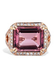 Emerald Cut Pink Tourmaline Diamond Rose Gold Ring Rings H&H Jewels