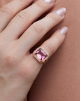 Emerald Cut Pink Tourmaline Diamond Rose Gold Ring Rings H&H Jewels