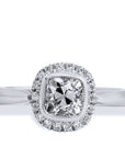 1.04 Carat Antique Cushion Cut Diamond Engagement Ring with Halo Engagement Rings H&H Jewels