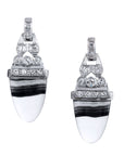 Tongue Cut Banded Agate Platinum Earrings Earrings H&H Jewels