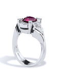 Thai Oval Ruby Diamond Pave Platinum Ring Rings H&H Jewels