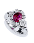 Thai Oval Ruby Diamond Pave Platinum Ring Rings H&H Jewels