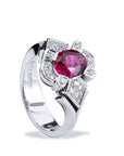 Thai Oval Ruby Diamond Pave Platinum Ring Rings H&H Jewels