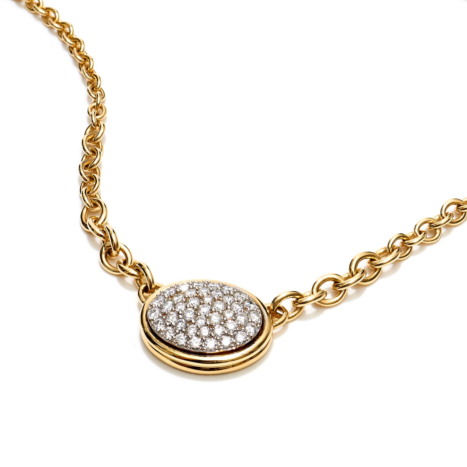 Oval Shape Pave Diamond Necklace Necklaces Curated by H