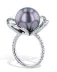 Tahitian Pearl And Diamond Petal Ring Rings H&H Jewels
