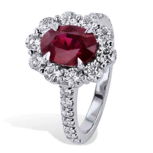 2.13 Carat Vivid Burma Ruby And Diamond Ring Rings H&H Jewels
