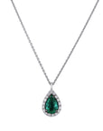 Colombian Emerald White Gold Diamond Pendant Necklace Necklaces H&H Jewels