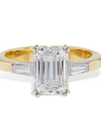 Tiffany & Co Circa 1990 Yellow Gold and Platinum Emerald Cut Diamond Ring Engagement Rings Estate & Vintage