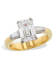 Tiffany & Co Circa 1990 Yellow Gold and Platinum Emerald Cut Diamond Ring Engagement Rings Estate & Vintage