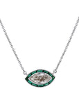 Marquise Cut Diamond and Emerald Estate Pendant Necklace Necklaces Estate & Vintage