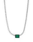 Emerald Cut Zambian Emerald Diamond Tennis Necklace Necklaces H&H Jewels