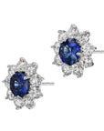Fine Blue Sapphire and Diamond Stud Earrings Earrings H&H Jewels