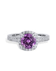 Intense Pink Sapphire Pave Diamond Platinum Ring Rings H&H Jewels