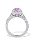 Intense Pink Sapphire Pave Diamond Platinum Ring Rings H&H Jewels