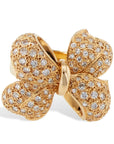 Yellow Gold Pave Diamond Bow Ring Rings Estate & Vintage