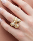 Yellow Gold Pave Diamond Bow Ring Rings Estate & Vintage
