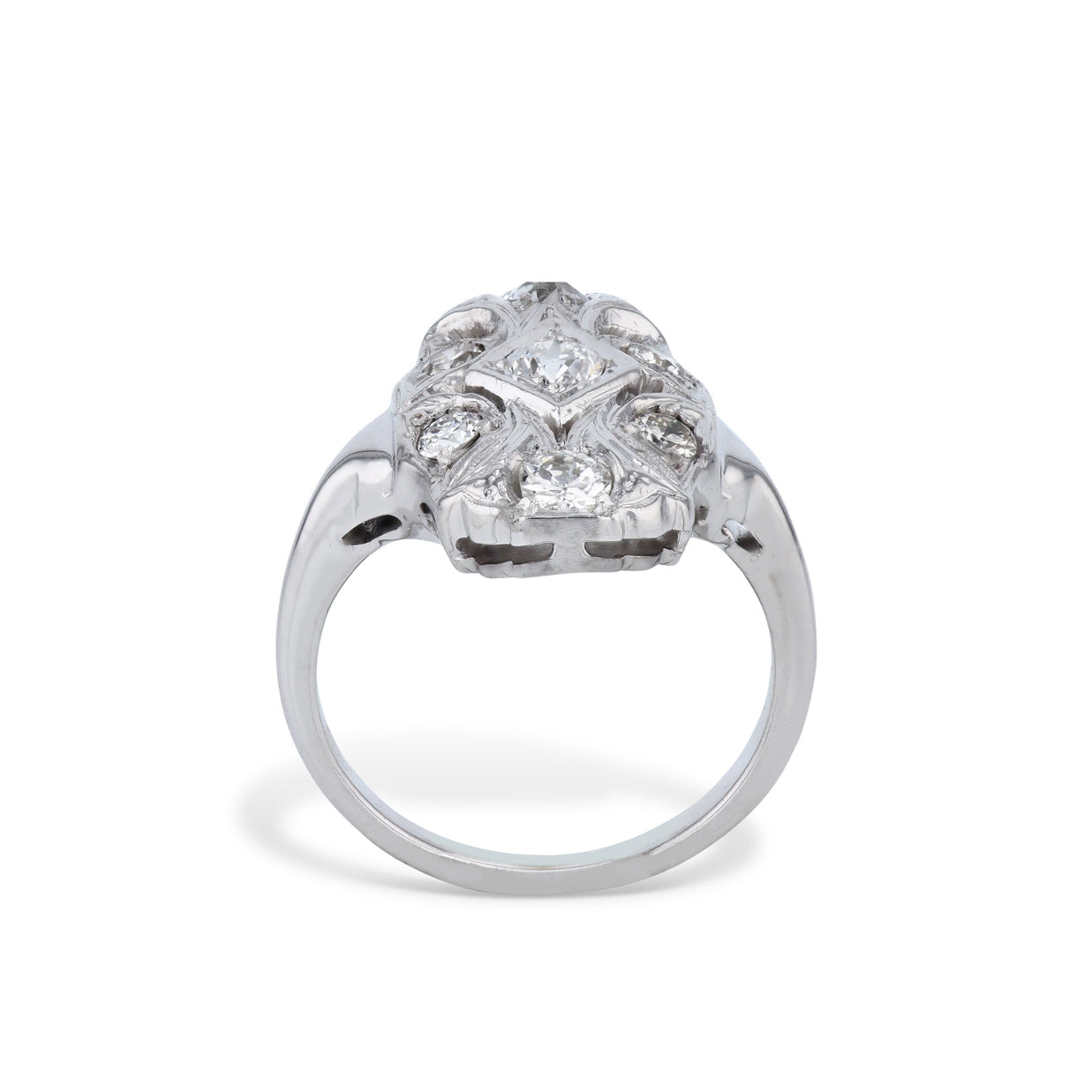 Diamond and White Gold Estate Panel Ring Engagement Rings Estate & Vintage