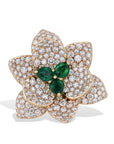 Rose Gold Diamond and Emerald Flower Ring Rings Curated by H