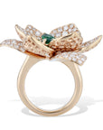 Rose Gold Diamond and Emerald Flower Ring Rings Curated by H