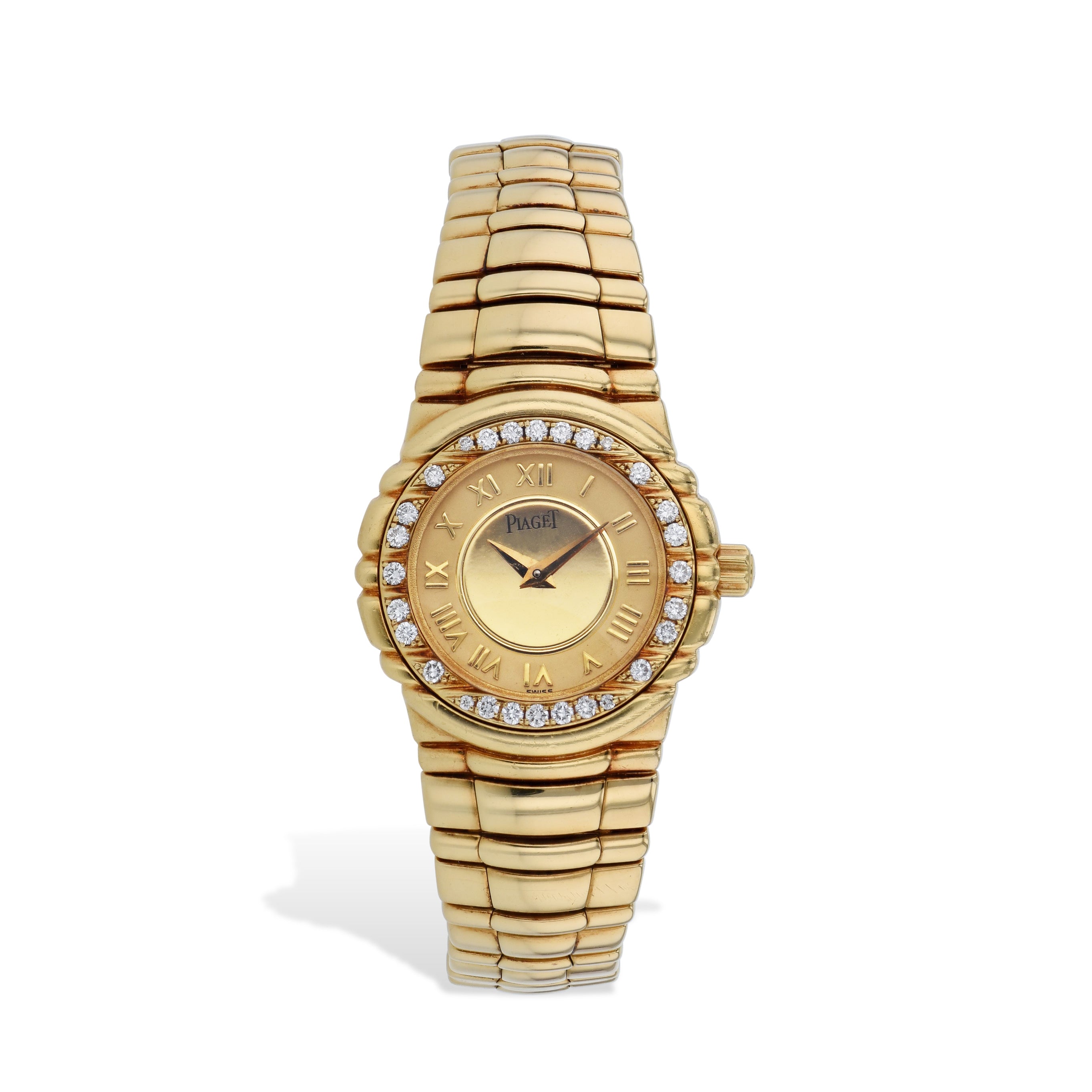 Piaget Tanagra Diamond Bezel Yellow Gold Estate Watch 16033M401D