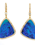 Boulder Opal Yellow Gold Diamond Pave Drop Earrings Earrings H&H Jewels