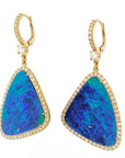 Boulder Opal Yellow Gold Diamond Pave Drop Earrings Earrings H&H Jewels