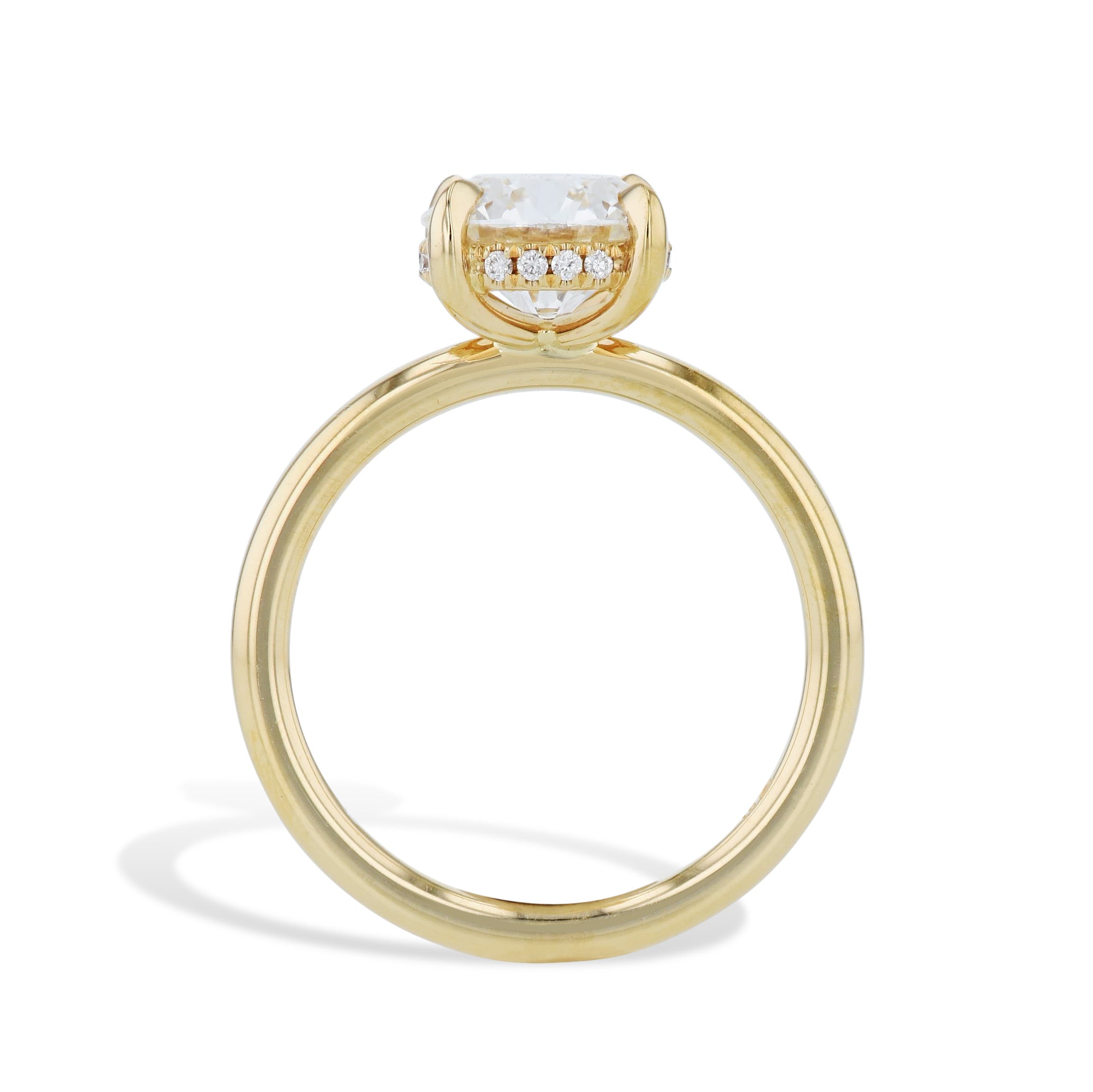 2.09 Carat Round Diamond Yellow Gold Engagement Ring Rings H&amp;H Jewels
