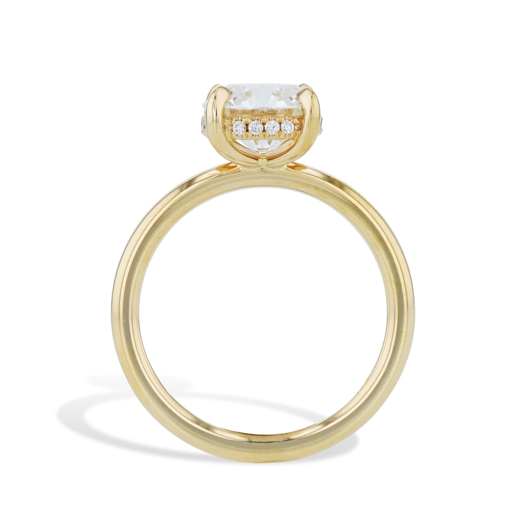 2.09 Carat Round Diamond Yellow Gold Engagement Ring Rings H&H Jewels