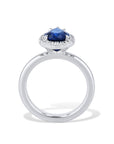 Royal Blue Pear Shaped Sapphire Pave Diamond Platinum Ring Rings H&H Jewels