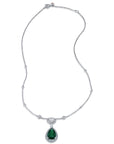 Colombian Emerald Diamond White Gold Necklace