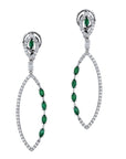 Emerald and Diamond White Gold Dangle Earrings Earrings Curated by H