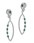 Emerald and Diamond White Gold Dangle Earrings Earrings Curated by H