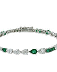 Diamond and Emerald 18K White Gold Bracelet Bracelets Curated by H
