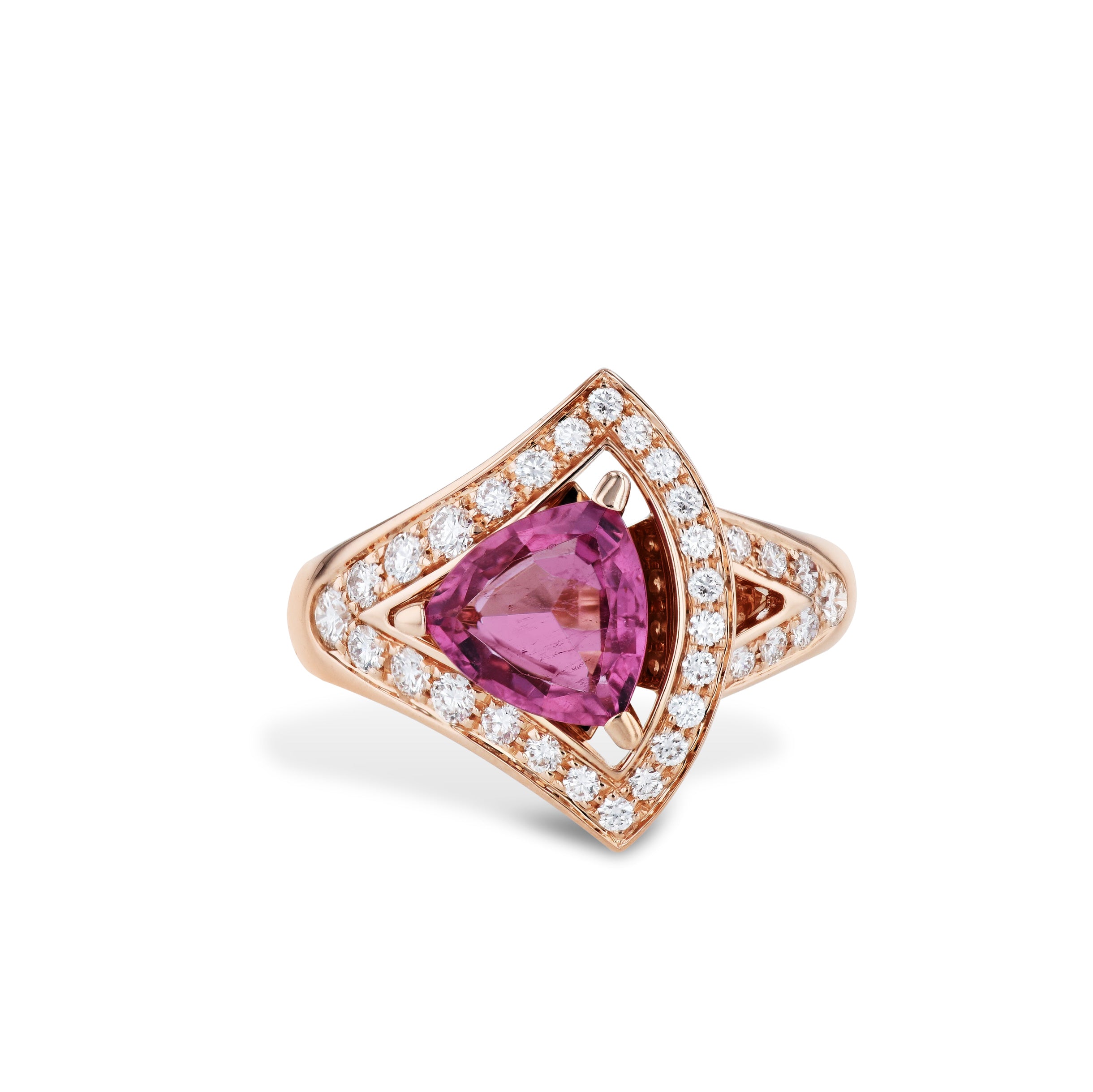 Bulgari Divas Dream Pink Tourmaline Diamond Rose Gold Estate Ring Rings Estate & Vintage