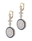 Diamond & Sapphire 1940's Antique Estate Drop Earrings Earrings Estate & Vintage