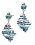 Sapphire Emerald and Diamond White Gold Drop Earrings Earrings Curated by H