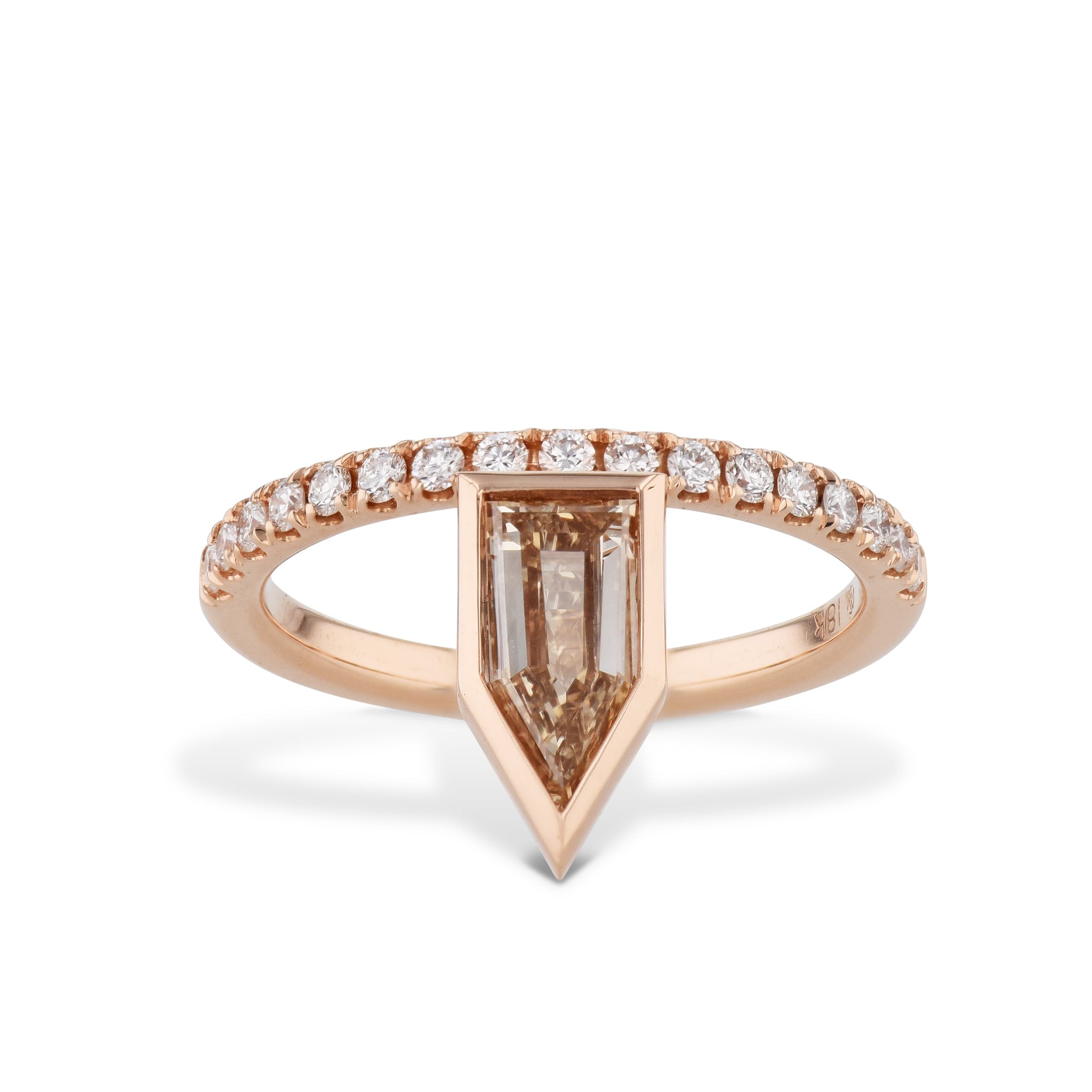 Champagne Bezel Set Diamond Art Deco Engagement Ring Rings H&amp;H Jewels