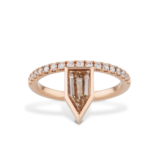 Champagne Bezel Set Diamond Art Deco Engagement Ring Rings H&H Jewels