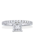 Diamond with Pave Band Platinum Engagement Ring Rings H&H Jewels