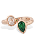Tsavorite and Diamond Moi et Toi Ring Rings H&H Jewels