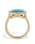 Oval Paraiba Tourmaline Cabochon Diamond Yellow Gold Ring Rings H&H Jewels