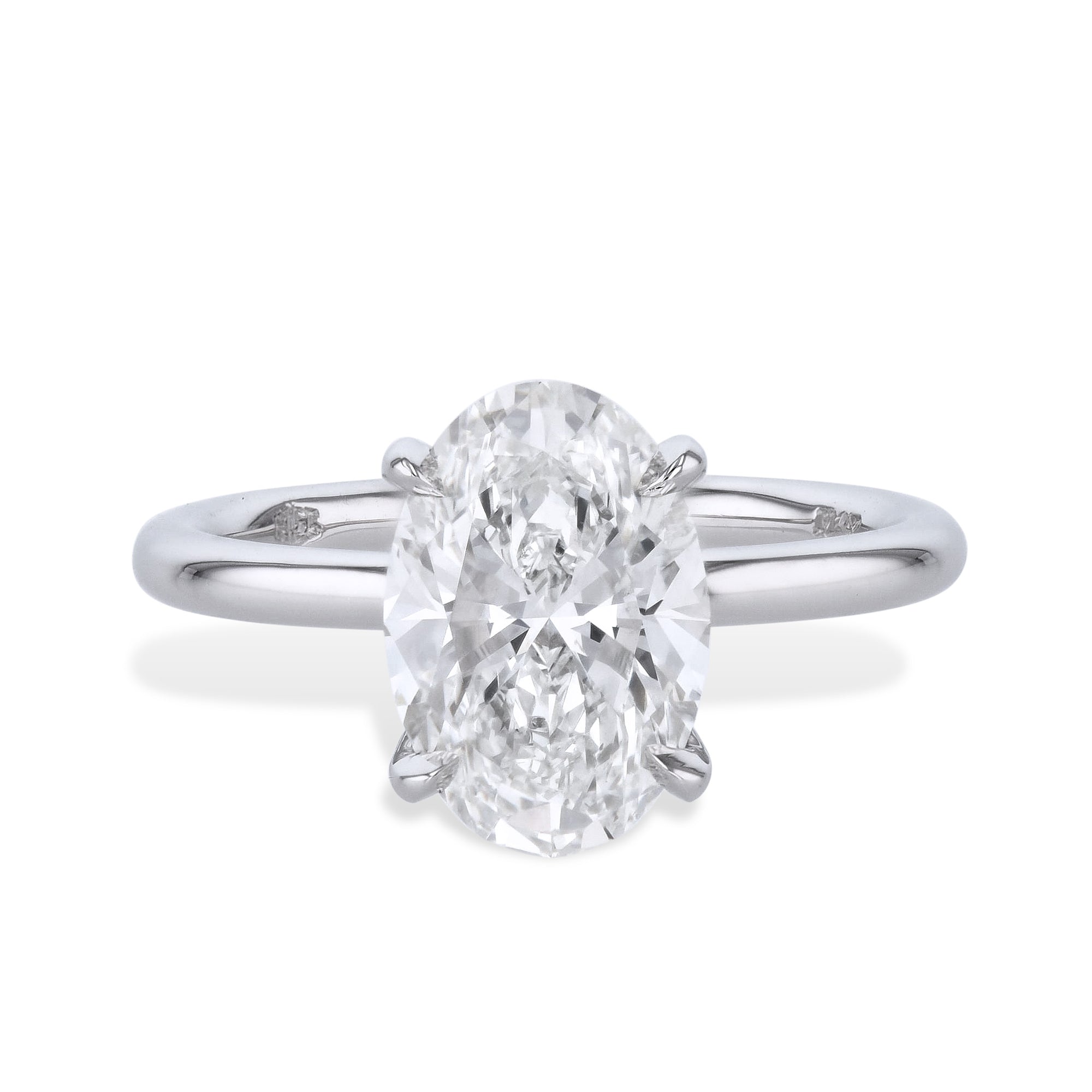 3.01ct Oval Shape Diamond Platinum Engagement Ring Rings H&H Jewels