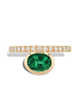 Oval Zambian Emerald and Pave Diamond Ring Rings H&H Jewels