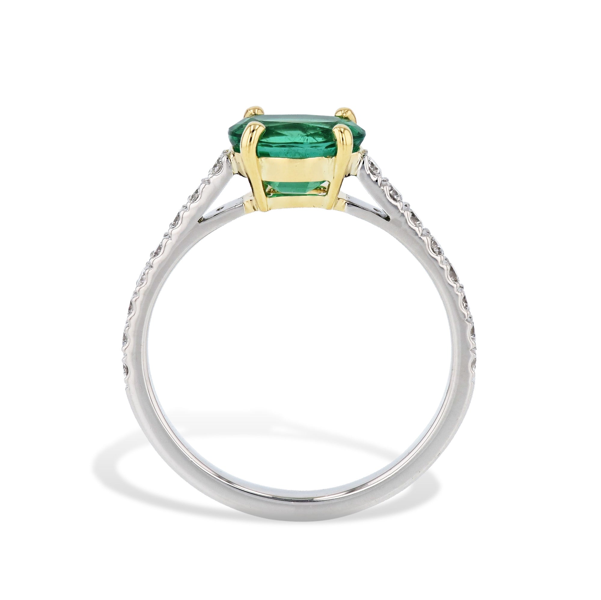 Oval Zambian Emerald Platinum Yellow Gold Ring Rings H&H Jewels