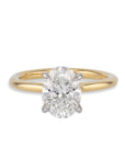 Oval Cut Diamond Platinum Yellow Gold Engagement Ring Rings H&H Jewels