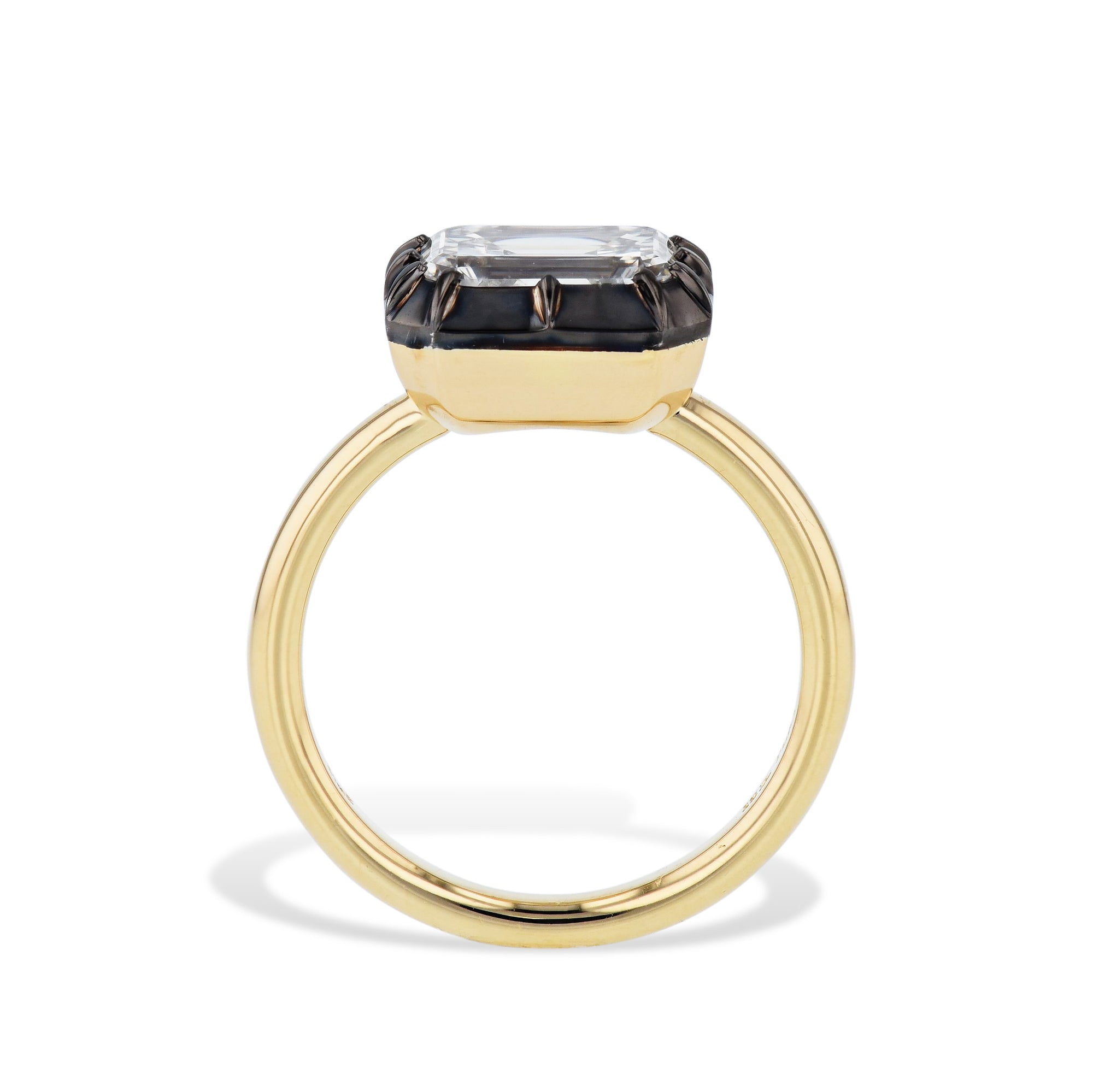 Emerald Cut Diamond Black Ruthenium Engagement Ring Rings H&H Jewels