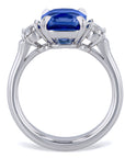 Antique Cushion Cut Blue Sapphire Diamond Platinum Ring Rings H&H Jewels